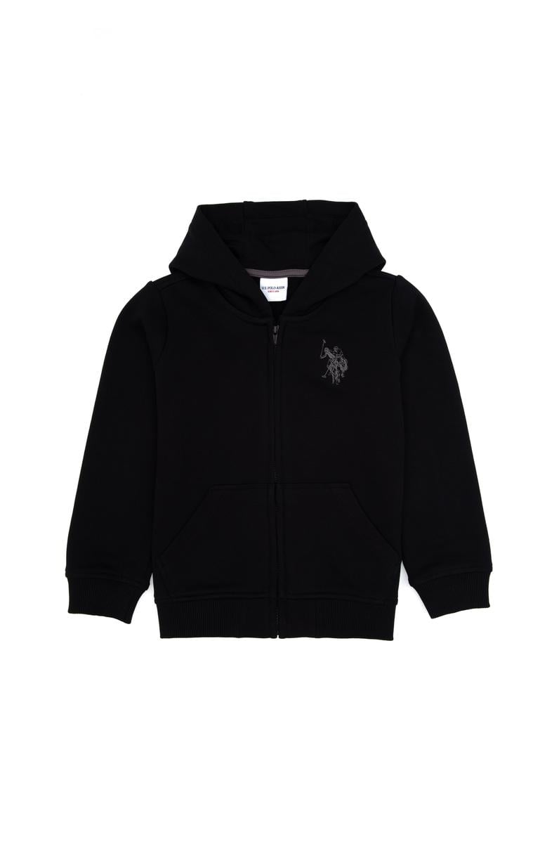Erkek Çocuk Siyah Fermuarlı Kapüşonlu Sweatshirt