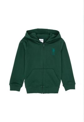 Erkek Çocuk Koyu Yeşil Basic Kapüşonlu Sweatshirt - 50308439046