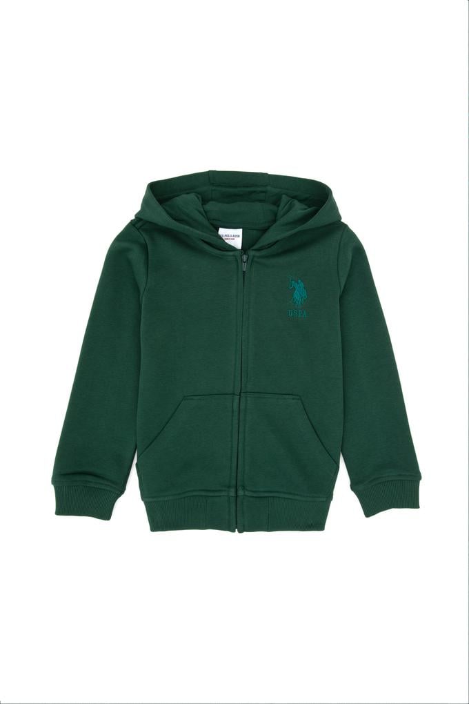 Erkek Çocuk Koyu Yeşil Basic Kapüşonlu Sweatshirt