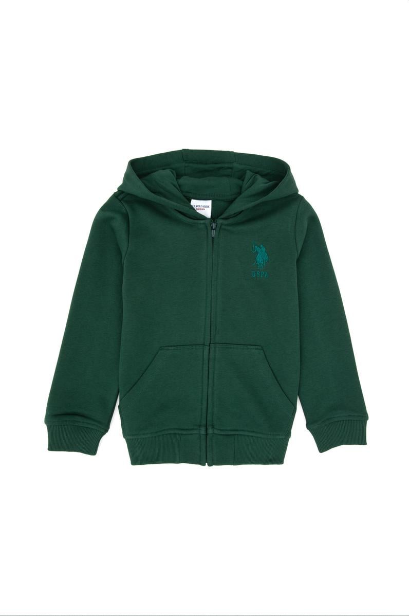 Erkek Çocuk Koyu Yeşil Basic Kapüşonlu Sweatshirt