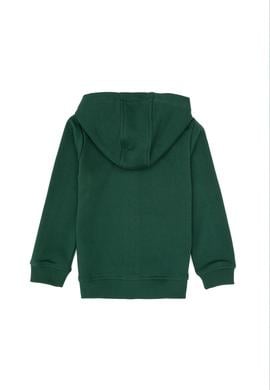 Erkek Çocuk Koyu Yeşil Basic Kapüşonlu Sweatshirt - 50308439046