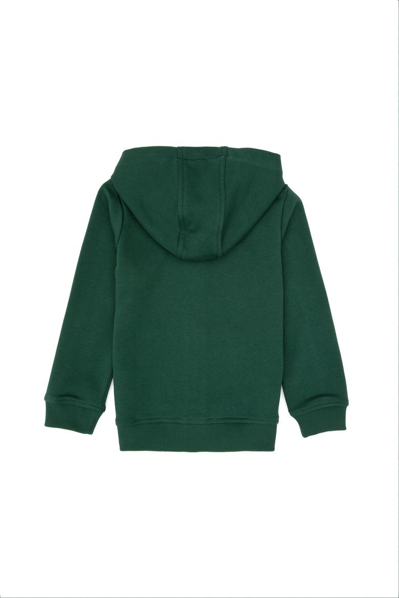Erkek Çocuk Koyu Yeşil Basic Kapüşonlu Sweatshirt - 50308439046