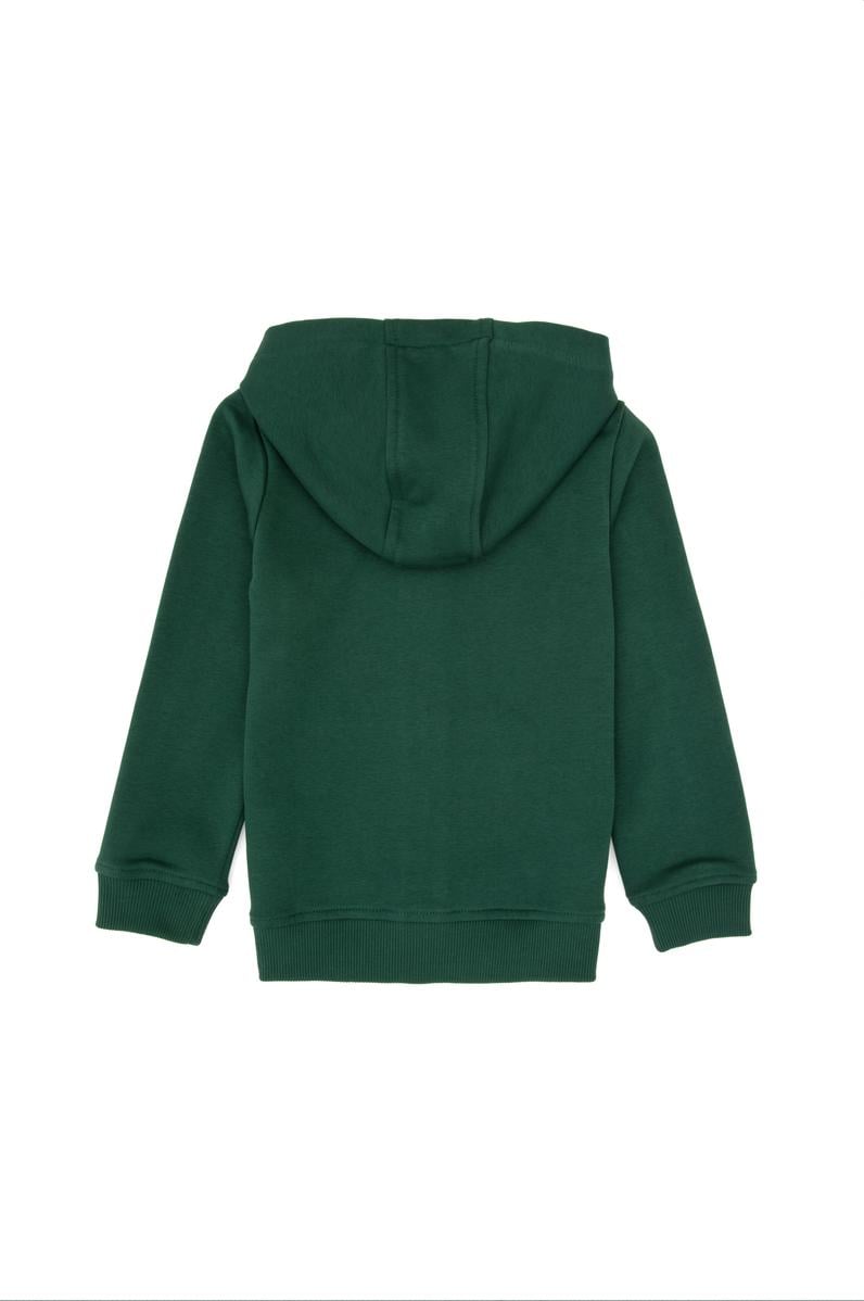 Erkek Çocuk Koyu Yeşil Basic Kapüşonlu Sweatshirt