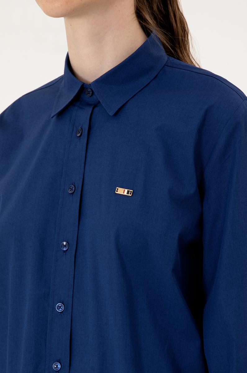 Kadın İndigo Uzun Kollu Gömlek