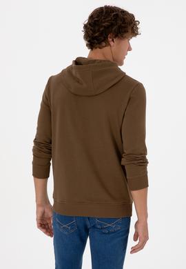 Erkek Regular Fit Kapüşonlu Haki Basic Sweatshirt - 50315663006