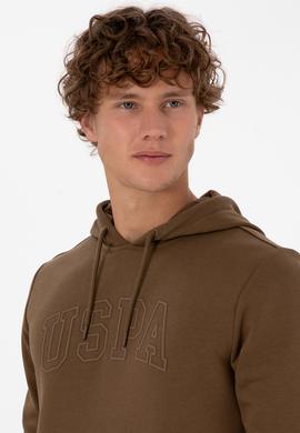 Erkek Regular Fit Kapüşonlu Haki Basic Sweatshirt - 50315663006