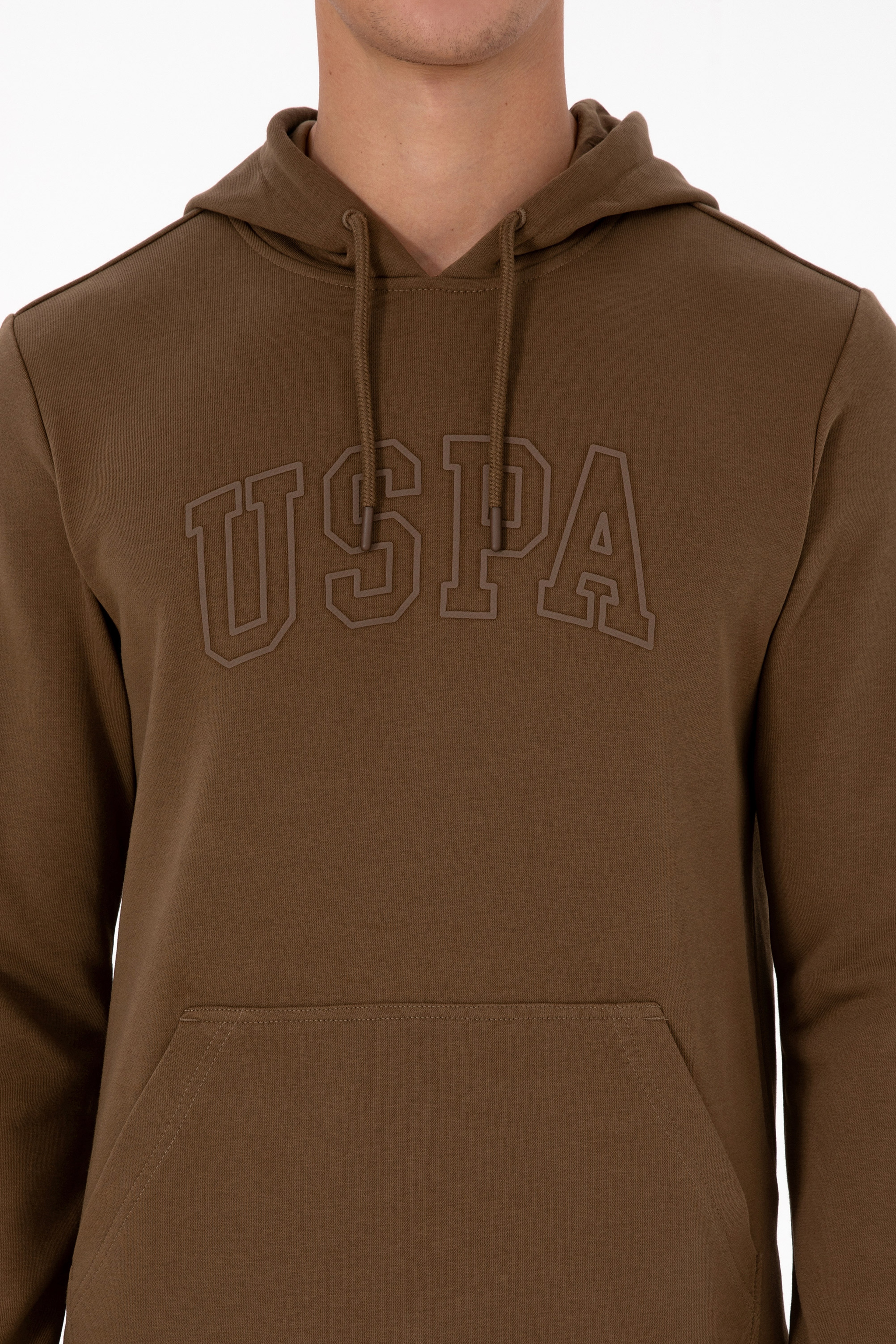 Erkek Regular Fit Kapüşonlu Haki Basic Sweatshirt - Image 6