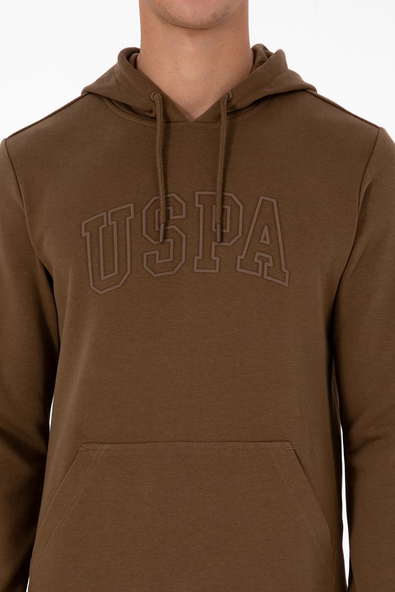 Erkek Regular Fit Kapüşonlu Haki Basic Sweatshirt - 50315663006