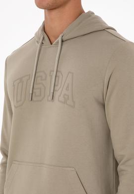 Erkek Regular Fit Kapüşonlu Açık Haki Basic Sweatshirt - 50315663077