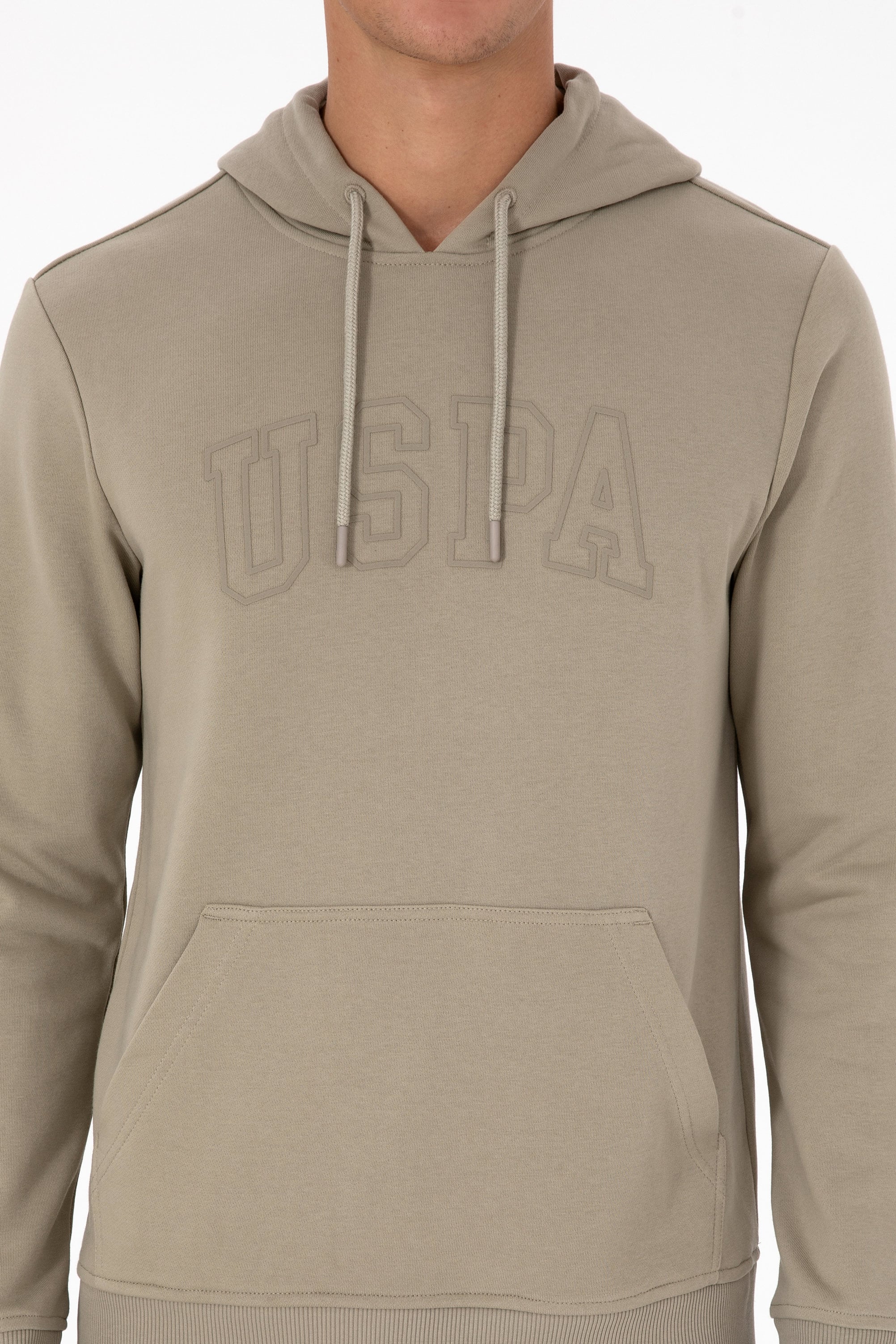 Erkek Regular Fit Kapüşonlu Açık Haki Basic Sweatshirt