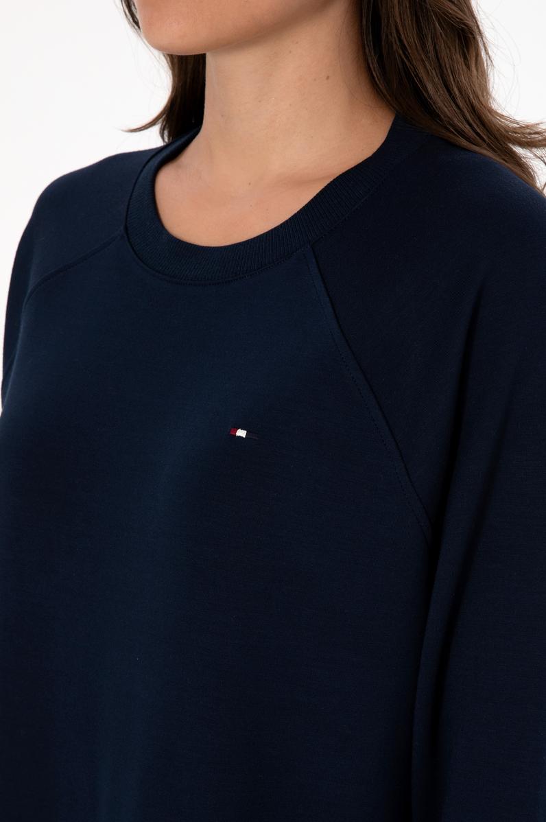 Kadın Lacivert Modal Karışımlı Mini Boy Bisiklet Yaka Örme Elbise