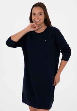Kadın Lacivert Modal Karışımlı Mini Boy Bisiklet Yaka Örme Elbise - 50313438006