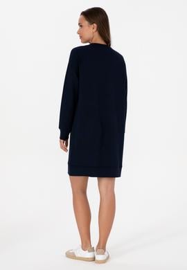 Kadın Lacivert Modal Karışımlı Mini Boy Bisiklet Yaka Örme Elbise - 50313438006