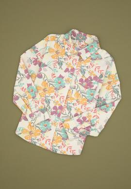 Kız Çocuk İnci Çiçek Desenli Uzun Kollu Dokuma Ceket Gömlek - 50314309014