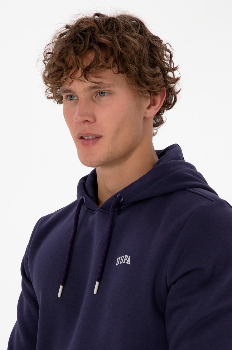 Erkek Regular Fit Kapüşonlu Şardonlu Mürdüm Basic Sweatshirt