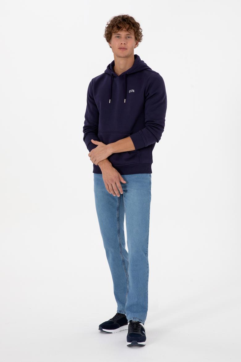 Erkek Regular Fit Kapüşonlu Şardonlu Mürdüm Basic Sweatshirt - 50315582276