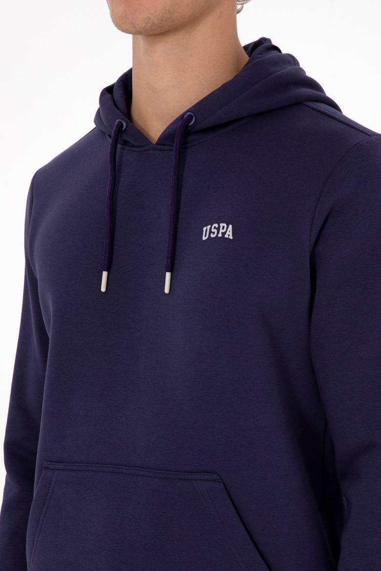 Erkek Regular Fit Kapüşonlu Şardonlu Mürdüm Basic Sweatshirt - 50315582276