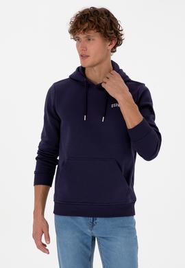 Erkek Regular Fit Kapüşonlu Şardonlu Mürdüm Basic Sweatshirt - 50315582276