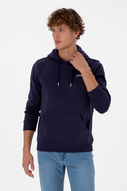 Erkek Regular Fit Kapüşonlu Şardonlu Mürdüm Basic Sweatshirt