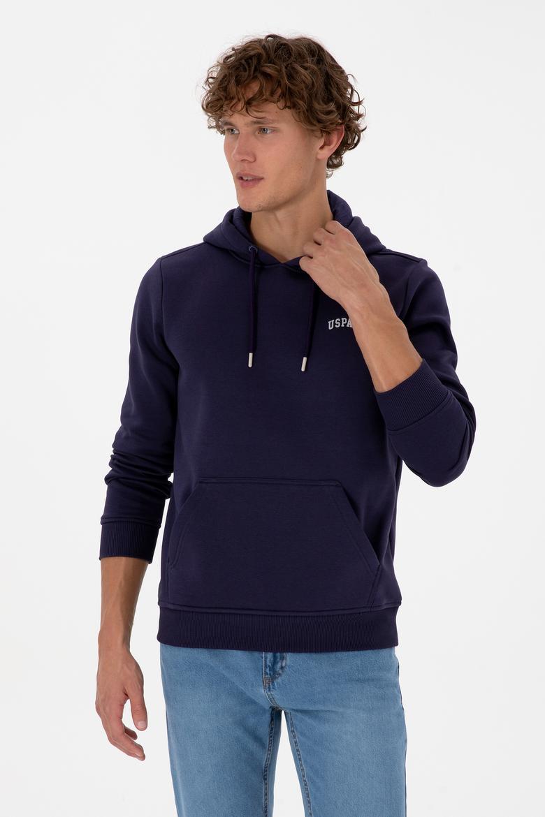 Erkek Regular Fit Kapüşonlu Şardonlu Mürdüm Basic Sweatshirt - 50315582276