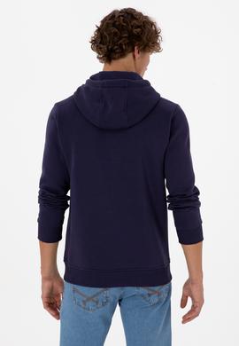 Erkek Regular Fit Kapüşonlu Şardonlu Mürdüm Basic Sweatshirt - 50315582276