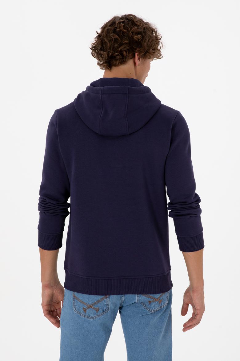 Erkek Regular Fit Kapüşonlu Şardonlu Mürdüm Basic Sweatshirt - 50315582276