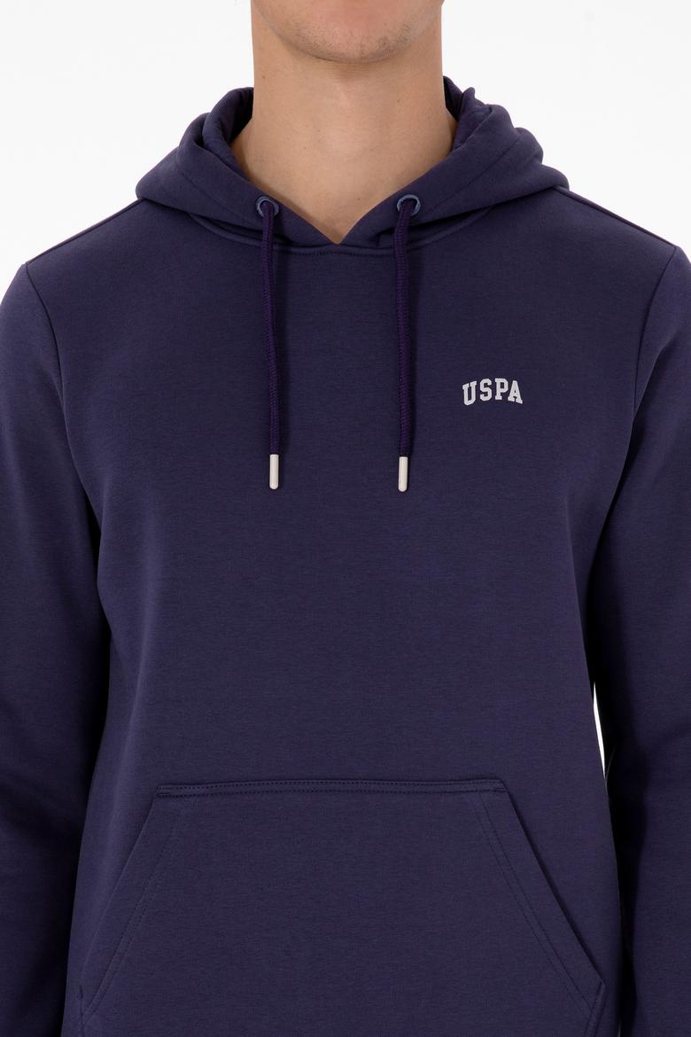 Erkek Regular Fit Kapüşonlu Şardonlu Mürdüm Basic Sweatshirt - 50315582276