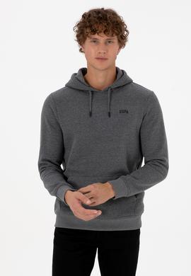 Erkek Regular Fit Kapüşonlu Şardonlu Antrasit Melanj Basic Sweatshirt - 50315582066