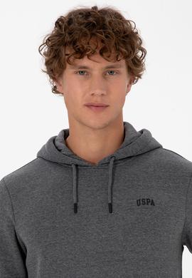 Erkek Regular Fit Kapüşonlu Şardonlu Antrasit Melanj Basic Sweatshirt - 50315582066