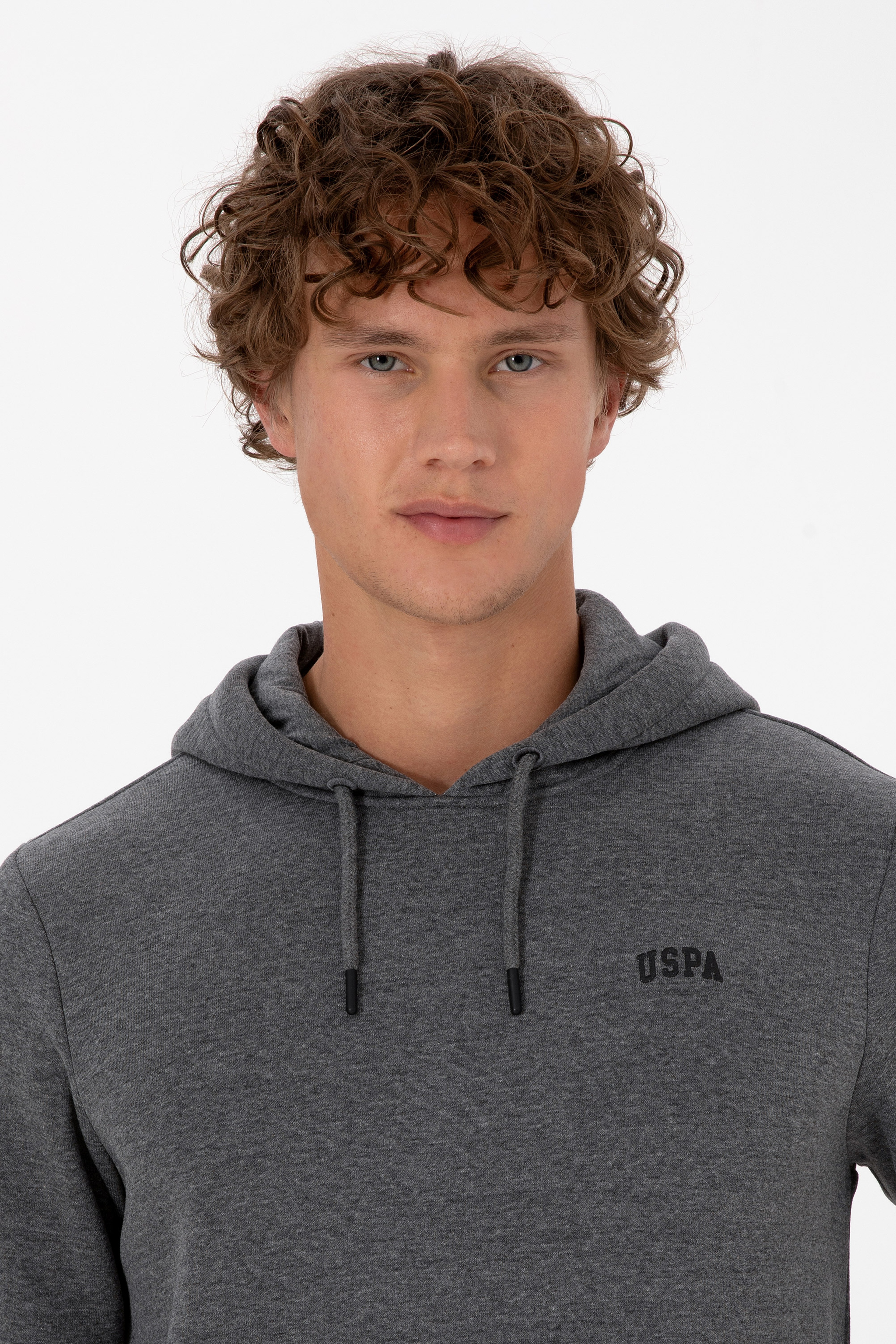 Erkek Regular Fit Kapüşonlu Şardonlu Antrasit Melanj Basic Sweatshirt - Image 2