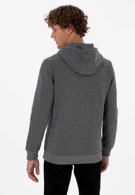 Erkek Regular Fit Kapüşonlu Şardonlu Antrasit Melanj Basic Sweatshirt - 50315582066