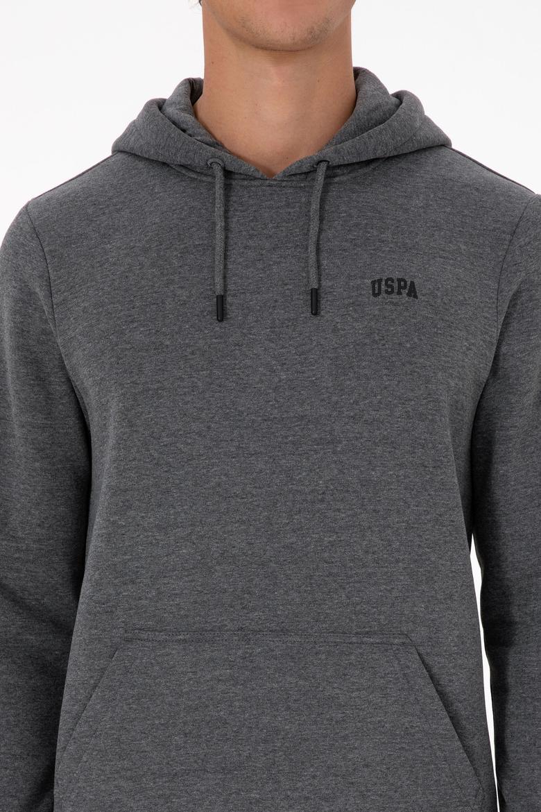 Erkek Regular Fit Kapüşonlu Şardonlu Antrasit Melanj Basic Sweatshirt - 50315582066