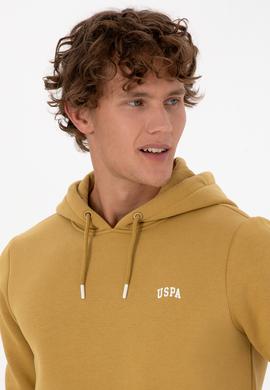 Erkek Regular Fit Kapüşonlu Şardonlu Hardal Basic Sweatshirt - 50315582297