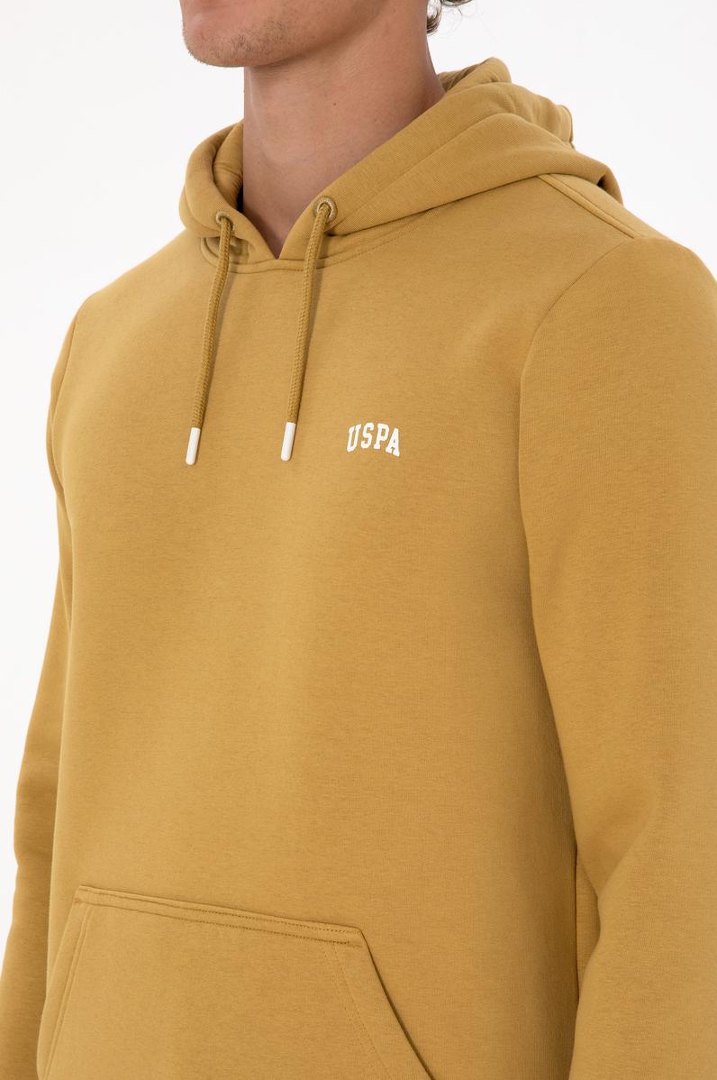 Erkek Regular Fit Kapüşonlu Şardonlu Hardal Basic Sweatshirt