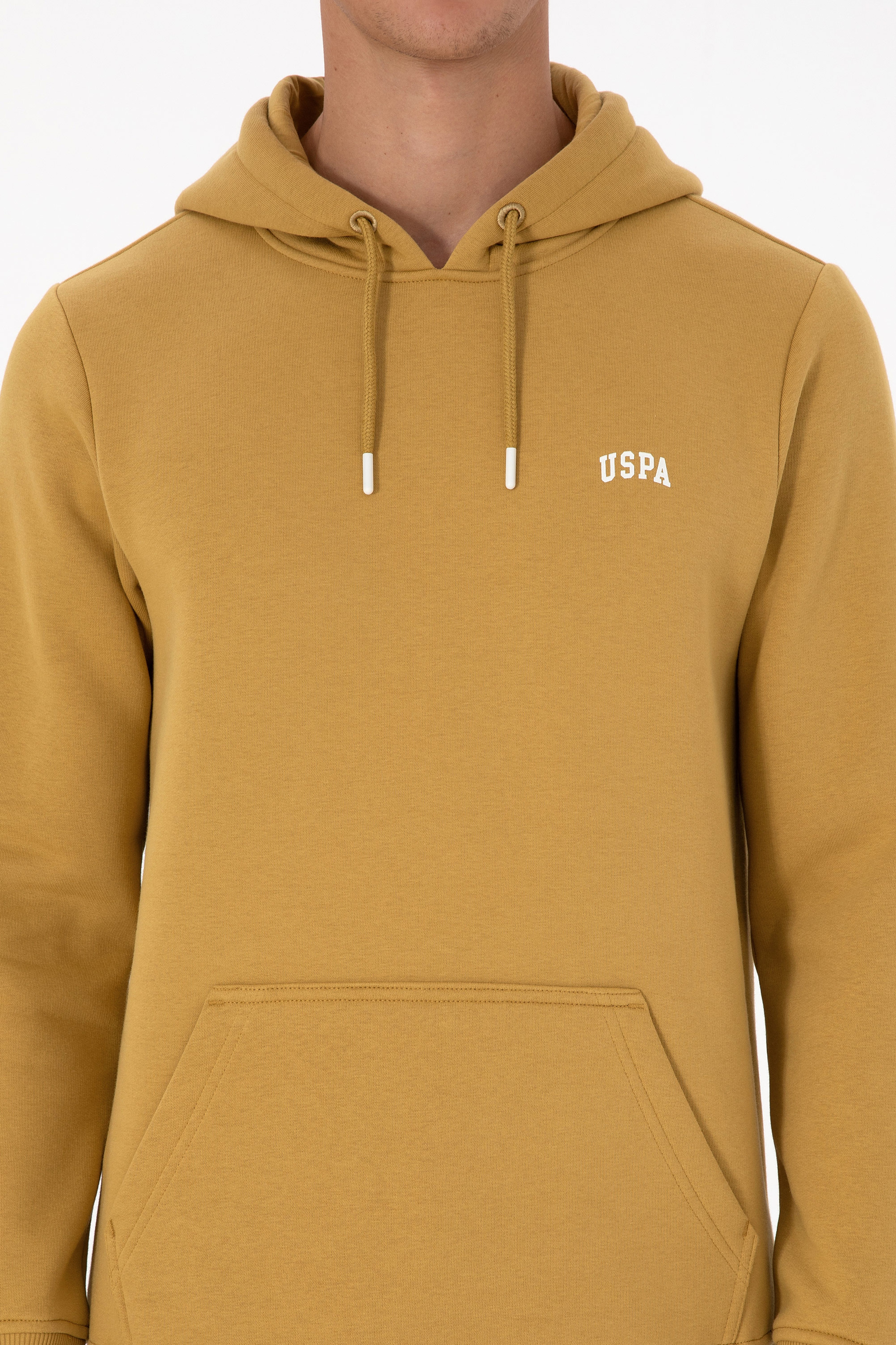 Erkek Regular Fit Kapüşonlu Şardonlu Hardal Basic Sweatshirt - Image 6