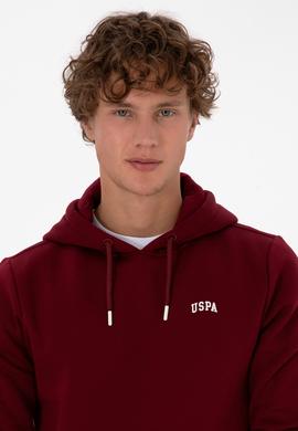 Erkek Regular Fit Kapüşonlu Şardonlu Bordo Basic Sweatshirt - 50315582111