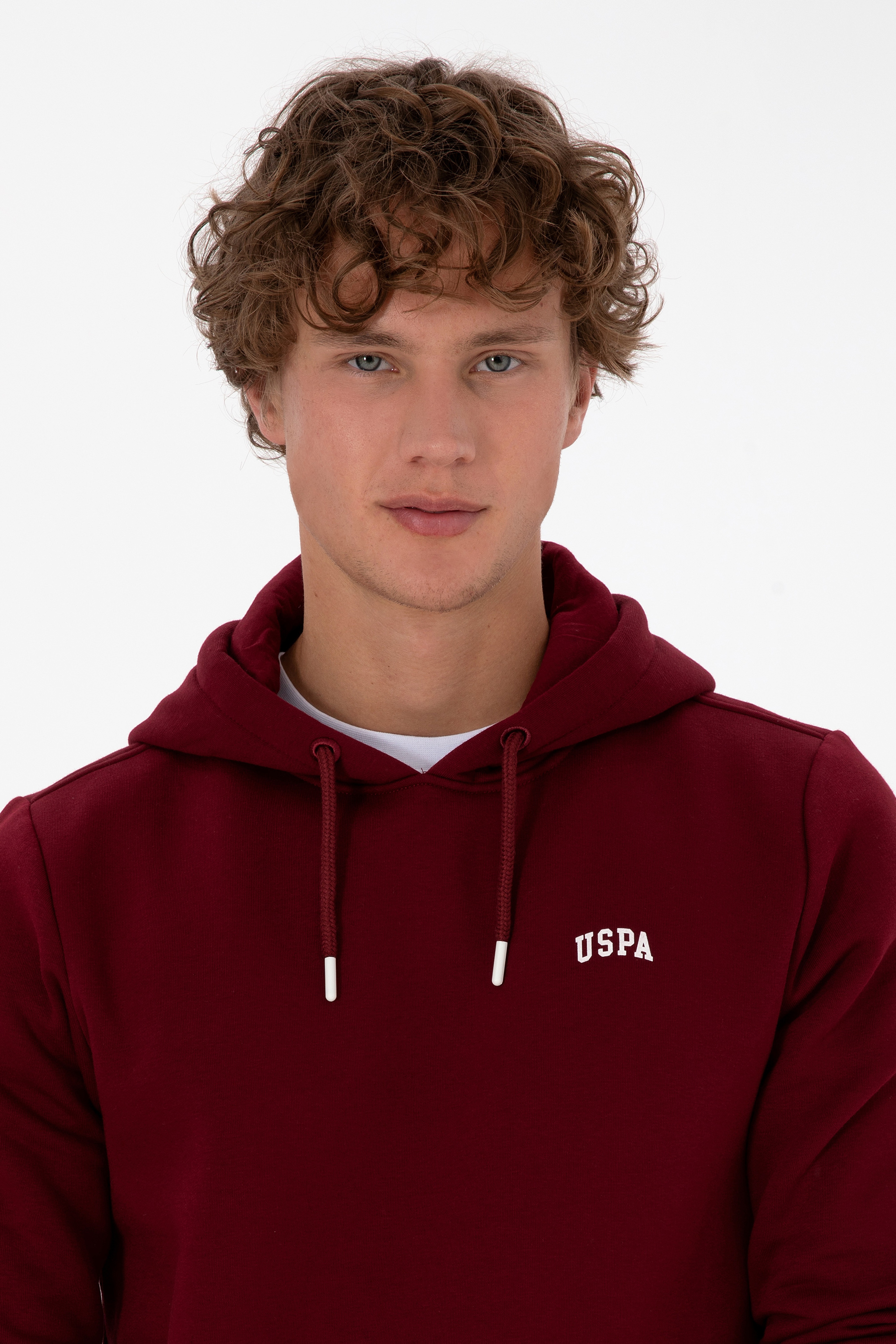 Erkek Regular Fit Kapüşonlu Şardonlu Bordo Basic Sweatshirt - Image 2