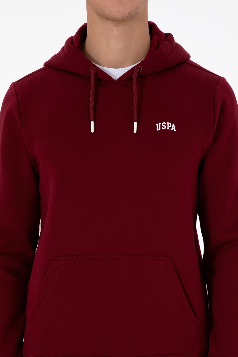 Erkek Regular Fit Kapüşonlu Şardonlu Bordo Basic Sweatshirt - 50315582111