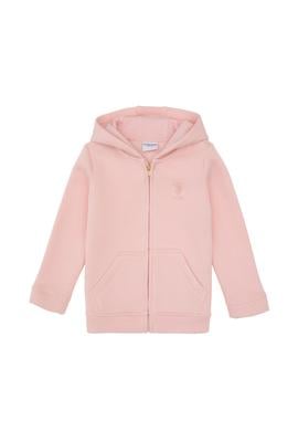 Kız Çocuk Toz Pembe Fermuarlı Kapüşonlu Şardonlu Basic Sweatshirt - 50314284027