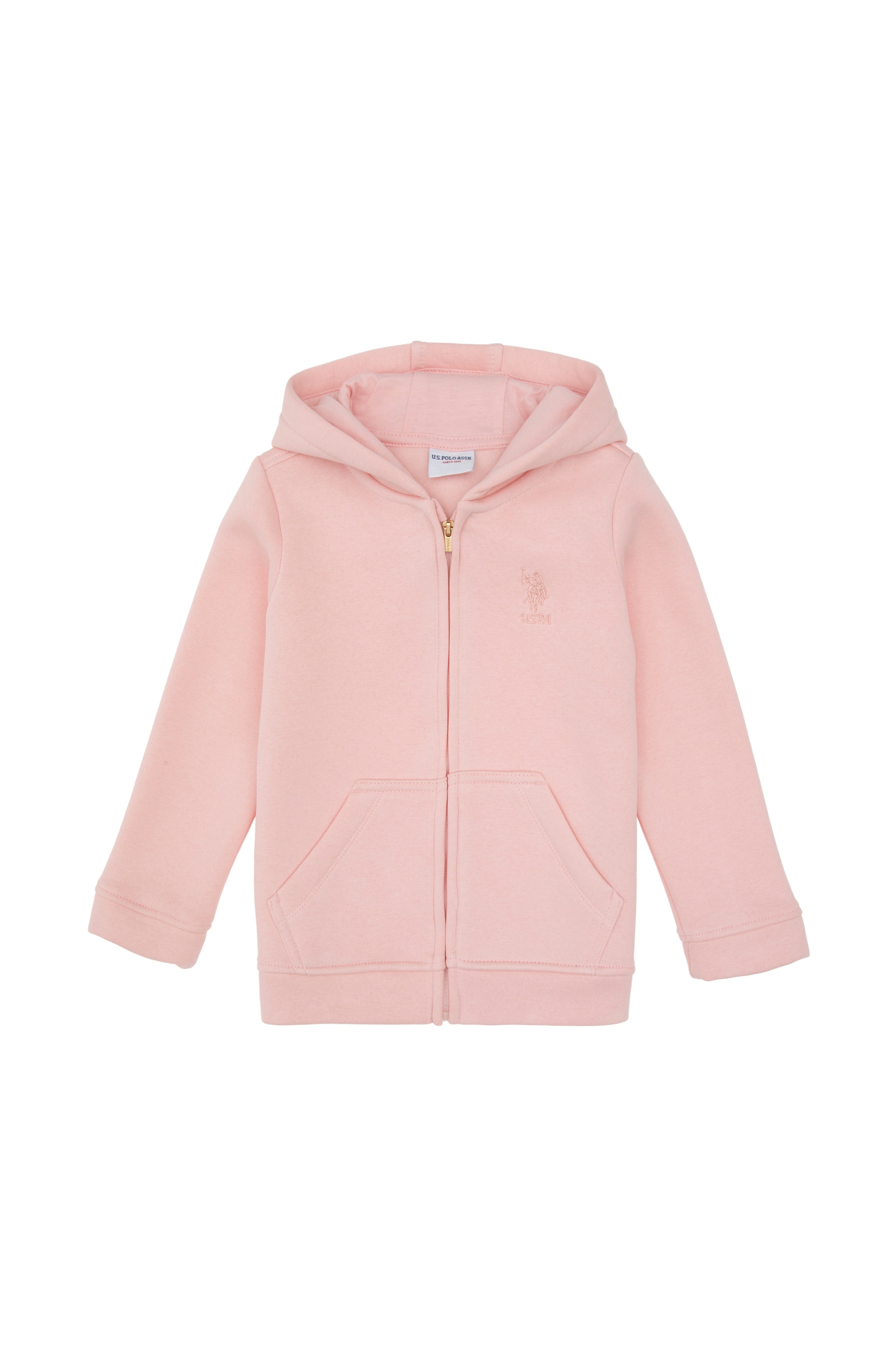 Kız Çocuk Toz Pembe Fermuarlı Kapüşonlu Şardonlu Basic Sweatshirt - Image 1