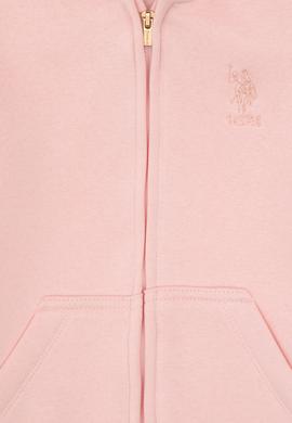 Kız Çocuk Toz Pembe Fermuarlı Kapüşonlu Şardonlu Basic Sweatshirt - 50314284027
