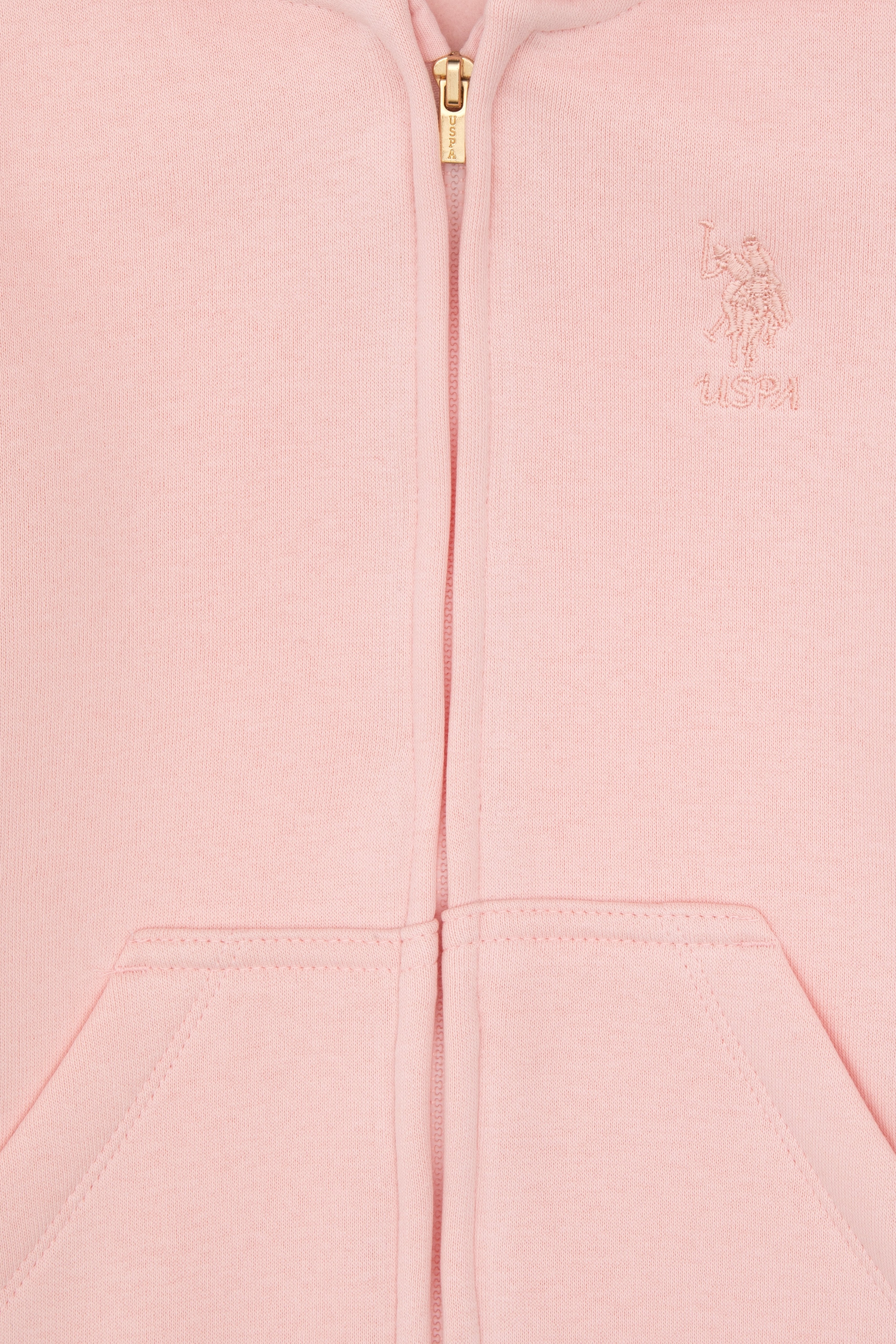 Kız Çocuk Toz Pembe Fermuarlı Kapüşonlu Şardonlu Basic Sweatshirt