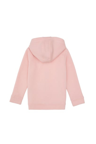 Kız Çocuk Toz Pembe Fermuarlı Kapüşonlu Şardonlu Basic Sweatshirt