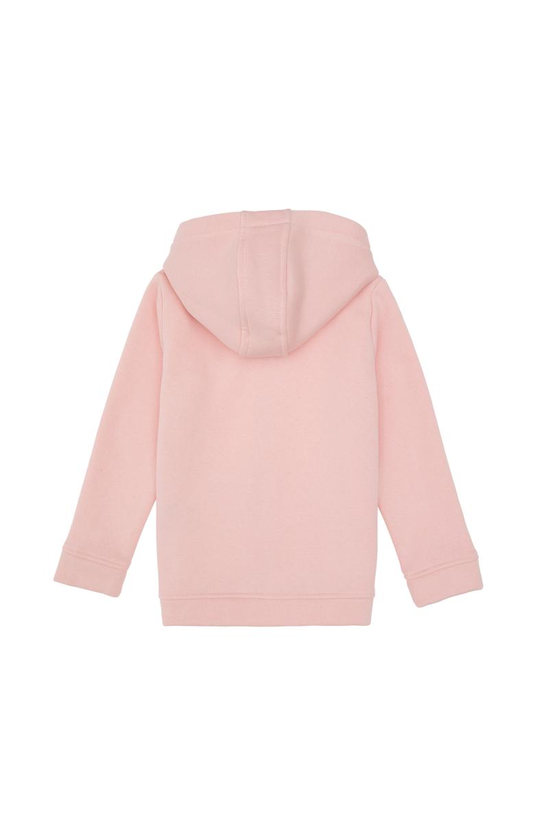 Kız Çocuk Toz Pembe Fermuarlı Kapüşonlu Şardonlu Basic Sweatshirt