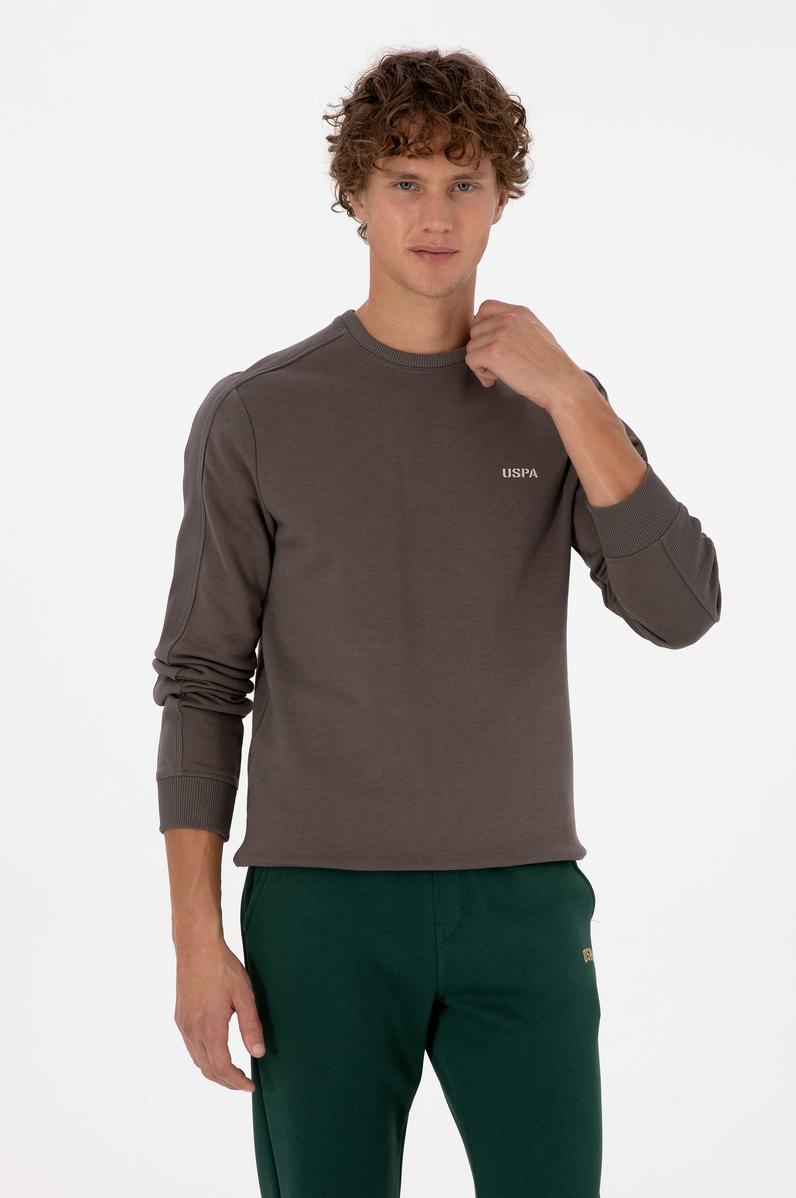 Erkek Regular Fit Bisiklet Yaka Vizon Sweatshirt