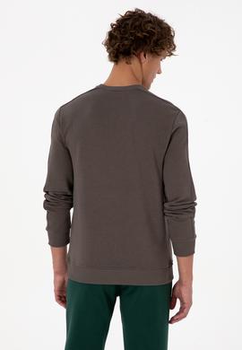 Erkek Regular Fit Bisiklet Yaka Vizon Sweatshirt - 50315598006