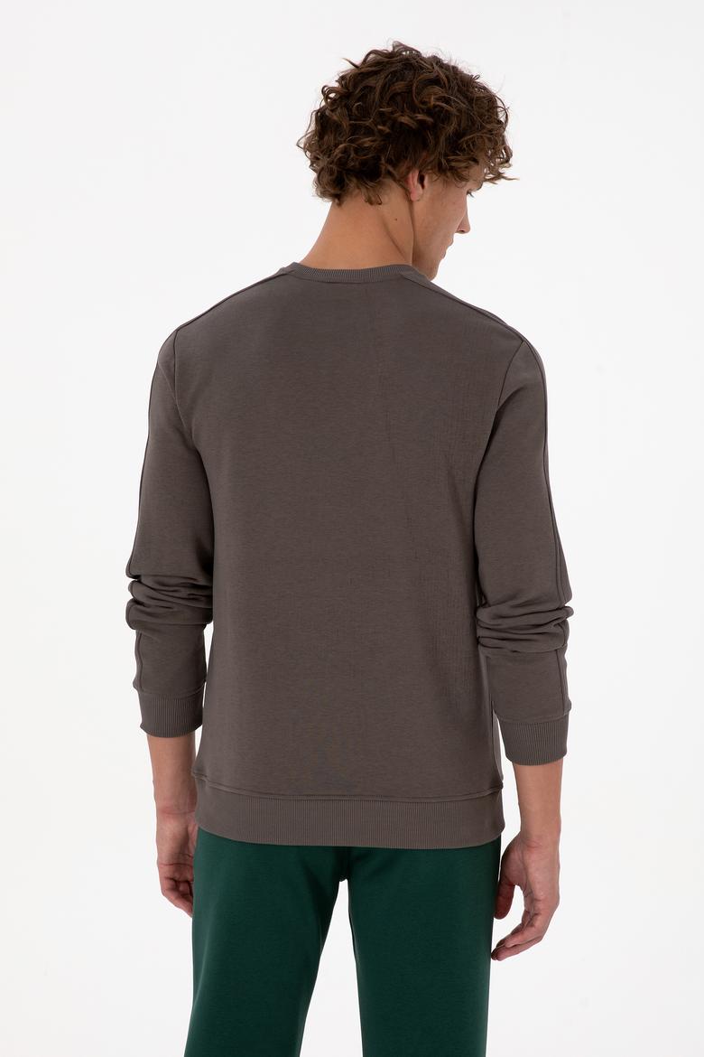 Erkek Regular Fit Bisiklet Yaka Vizon Sweatshirt - 50315598006