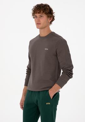Erkek Regular Fit Bisiklet Yaka Vizon Sweatshirt - 50315598006