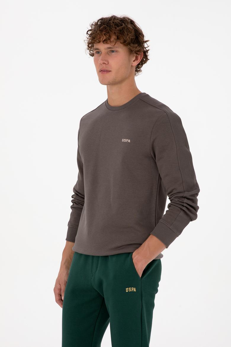 Erkek Regular Fit Bisiklet Yaka Vizon Sweatshirt - 50315598006