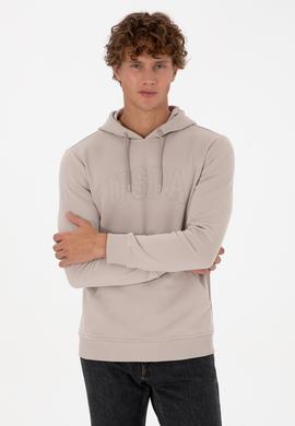Erkek Regular Fit Kapüşonlu Taş Basic Sweatshirt - 50315663033